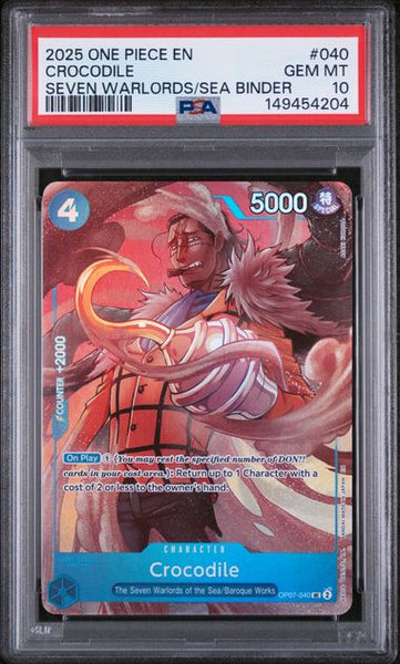 PSA 10 CROCODILE - ONE PIECE SEVEN WARLORDS OF THE SEA BINDER SET