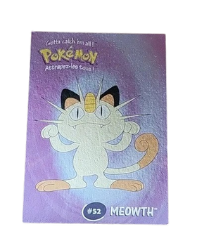 4/8 #52 Meowth SILVER FOIL - Danone Pokemon Stadium Tip Cards [SEALED]